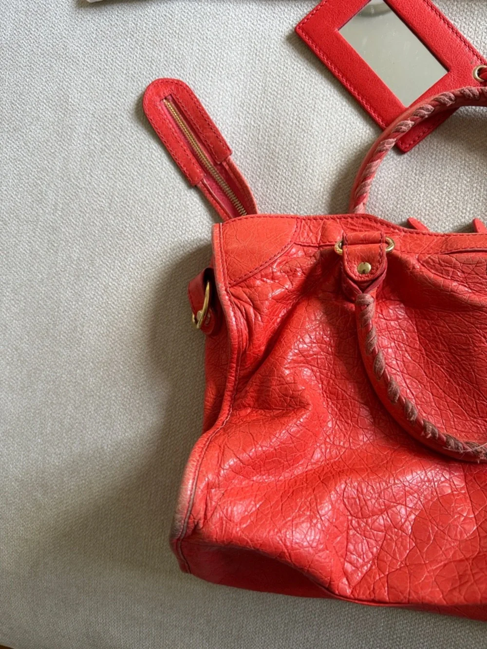 Balenciaga Rose Corail Lambskin Leather Giant 12 Gold Motorcycle City Bag - Picture 16 of 17